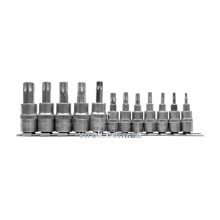 Набір головок торцевих з насадками TORX YATO 1/4" і 3/8" Т8-Т55 12 шт