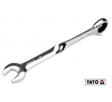 Ключ ріжково-накидний з тріщаткою кручений 90° YATO 19 x 239 мм HRC 40-45 Cr-V