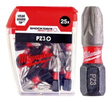 Біта SHOCKWAVE MILWAUKEE, PZ3, 25мм, (25шт)