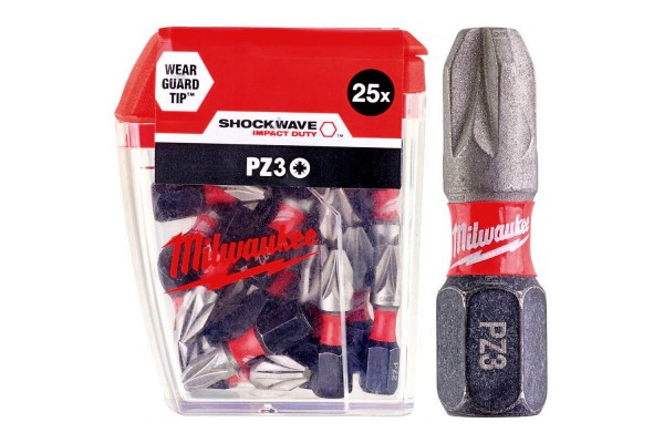 Біта SHOCKWAVE MILWAUKEE, PZ3, 25мм, (25шт)