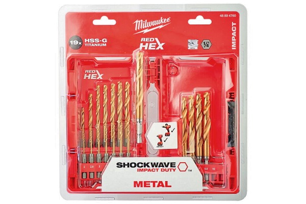 Набір свердл по металлу Milwaukee RedHEX HSS-G TiN (19 шт)