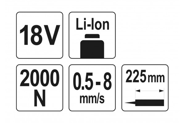 Пістолет для клеїв і герметиків акумуляторний YATO Li-Ion 18 В для тюбів 225 мм 0.5-8 мм/с (БЕЗ АКУМУЛЯТОРА)