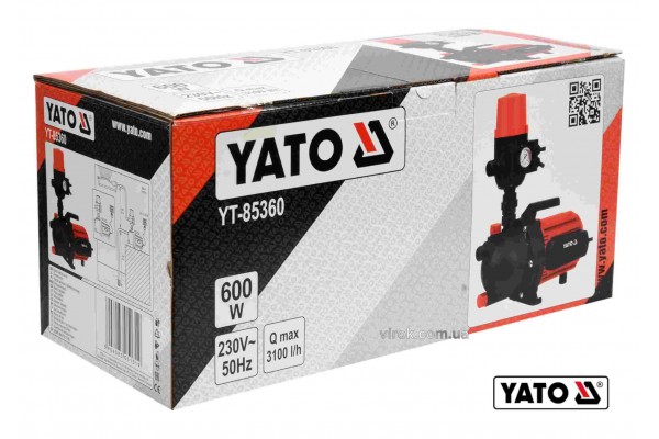 Насос для води поверхневий YATO 600 Вт 3100 л/год 35 м