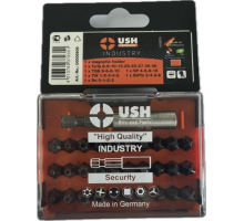 Насадки викруткові Industry USH: 1/4" з магнітним тримачем, Torx, HEX, Spaner, Try-wing. Torq, 31 ел