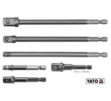 Тримачі-адаптери торцевих головок YATO 1/4" 3/8" 1/2" 50/150 мм HEX-1/4" 6 шт