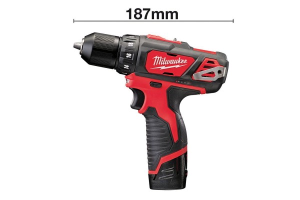 Дриль-шуруповерт MILWAUKEE M12 BDD-202C обертовий момент 30 Нм 4933441915 (+2 акумулятори, зарядний