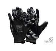 Рукавиці TRIDENT трикотажні поліестерові червоні 13 клас покриті нітрилом розмір 10