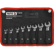 Клюі комбіновані короткі YATO з "тріскачкою"  Cr-V,  М10, 11, 12, 13, 14, 15, 17, 19 мм, 8 шт. [20]