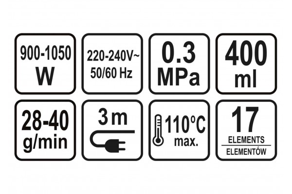 Пароочисник мережевий LUND 1000 Вт 400 мл 110 °С + 17 насадок