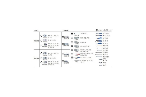 Набір інструментів 77 одиниць 1/4\"+1/2\"