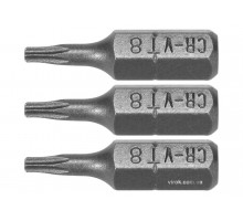 Насадка викруткова STHOR "TORX" T8 x 25 мм HEX 1/4" Cr-V 3 шт