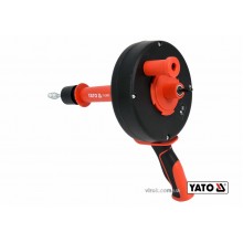 Трос для очищення каналізаційних труб на бобіні YATO 6 мм x 7.6 м з шпінделем до дрилі
