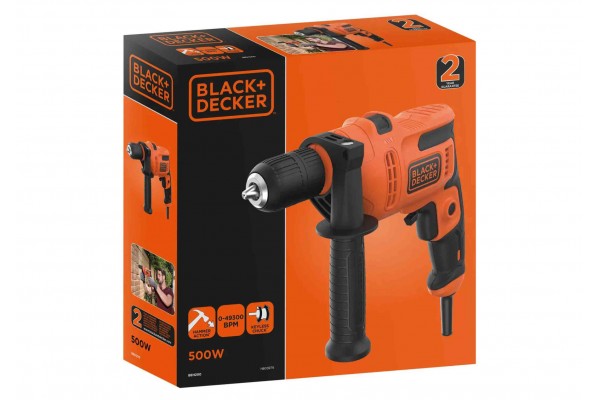 Дриль ударний мережевий Black+Decker 500 Вт 2900 об/хв 49300 уд/хв