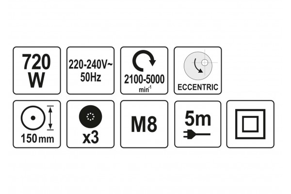 Полірувальна ексцентрикова машина мережева YATO 720 Вт