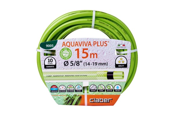 Шланг для поливу Claber Aquaviva Plus 9005, 15 м 5/8" зелений