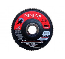 Круг пелюстковий шліфувальний NINJA Zirconium TM VIROK Т27 125х22 мм Р36 Al Inox Steel