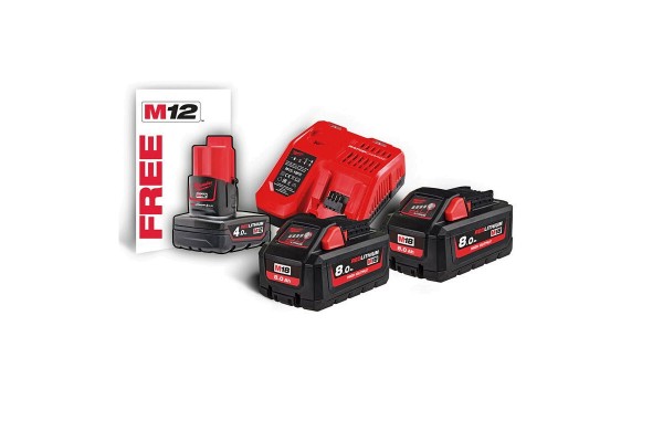 Енергокомплект акумуляторний Li-Ion MILWAUKEE, M18 HNRG-802 (+заряд.пристрій, 2 акум. M18 HB8(8Аг),