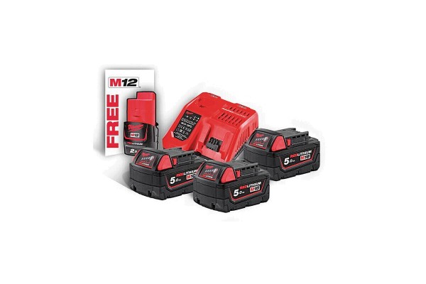 Енергокомплект акумуляторний Li-Ion MILWAUKEE, M18 NRG-503 (+заряд.пристрій, 3 акум. M18 В5(5Аг), 1