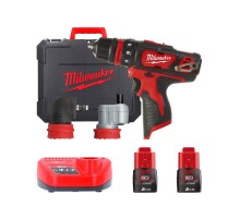 Дриль-шурупокрут акумуляторний MILWAUKEE, M12 BDDXKIT-202C (+ заряд.пристрій, 2 акум.Х 2Аг, 3 насадки, HD кейс)