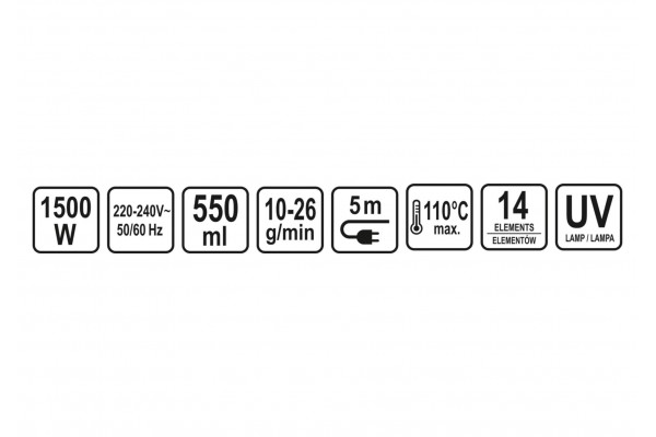 Швабра парова з індикатором UV мережева LUND 1500 Вт 550 мл 110°С + 14 насадок