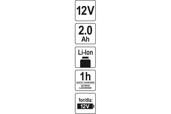 Акумулятор YATO Li-Ion 12 В 2 Агод 1 год