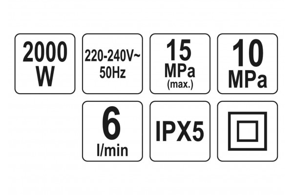 Мийка високого тиску мережева YATO 2000 Вт 15 МПа 6 л/хв 5 м