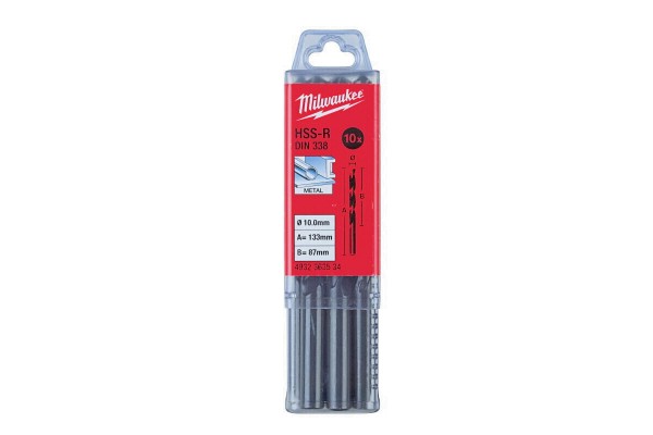 Свердло по металу HSS-R MILWAUKEE DIN338, діаметр10,0мм, (10шт)