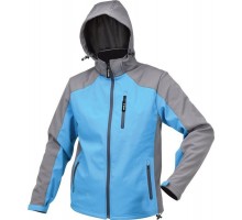 Куртка робоча SOFTSHELL з прикріп капюшоном YATO розм XXL, синьо-сіра, 3 кишен, 96% поліес і 4% спан