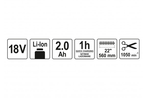 Кущоріз акумуляторний YATO Li-Ion 18 В 2 Агод полотно 56 см + зарядний пристрій