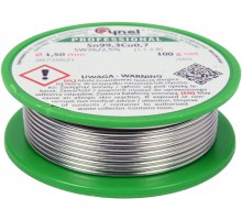 Припій без свинцю CYNEL, : Ø1,5 мм, Sn99,3-Cu0,7 дротяний на котушці з флюсом 100 г