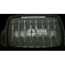 Набір насадок викруткових Blueshock USH: 1/4"х 50 мм, PH2(х2)-3, PZ2(х2)-3; T20-25, 8 елем.