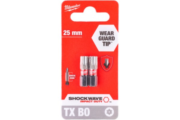 Біта Milwaukee Shockwave TX BO20 "25 мм, 2 шт (4932471582) Біта Milwaukee Shockwave TX BO20 "25 мм, 2 шт (4932471582)