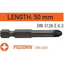 Насадка викруткова USH 1/4" хрестова PZ2 х 50 мм 10 шт