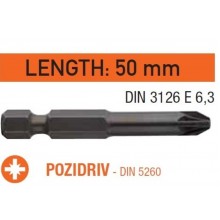 Насадка викруткова USH 1/4" хрестова PZ2 х 50 мм 10 шт