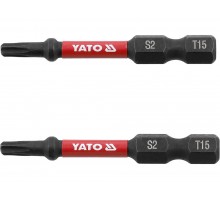 Насадка викруткова ударна YATO; "TORX" T15 х 50 мм. шпиндель 6-гран- 1/4", 2 шт.[10]