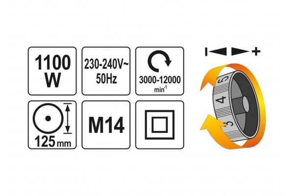 Шліфмашина кутова YATO 1100 Вт