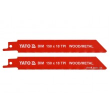 Полотна по дереву і металу бі-металеві до шаблевої пили YATO 150 x 1 мм 18 зубів/1" 2 шт