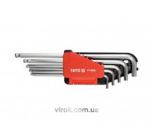Набір ключів шестигранних Г-подібних дюймових з кулькою YATO 1/16"-3/8" 12 шт