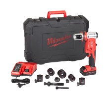 Акумуляторний гідравлічний пробійник MILWAUKEE M18 HKP-201CA (+ заряд.пристрій, 1 акум., 2 шпильки. Конектор, кульова тяга, адап