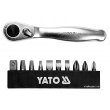 Набір насадок викруткових з тріщаткою YATO 1/4" 25 мм 11 шт