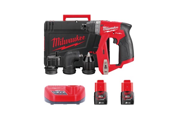 Дриль-шурупокрут акумуляторний MILWAUKEE, M12 FDDXKIT-202X, 34 Нм (+ зар.пр., 2 акум. Х2Аг, 4 насад.