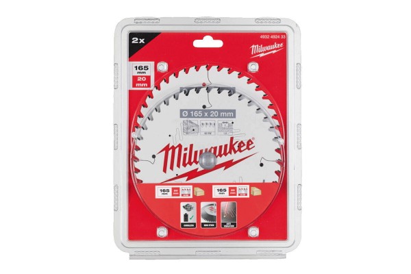 Набір дисків для дискової пили MILWAUKEE 165X20X40T/40T (2 ШТ.) - MILWAUKEE 4932492433