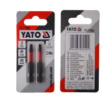 Насадка викруткова YATO TORX T20 х 50 мм. HEX 1/4", хром-молібден, 2 шт.