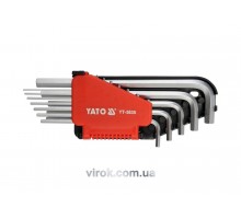 Набір ключів шестигранних Г-подібних дюймових YATO 1/16"-3/8" 12 шт