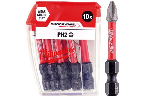 Біта SHOCKWAVE MILWAUKEE, PH2, 50мм, (10шт)