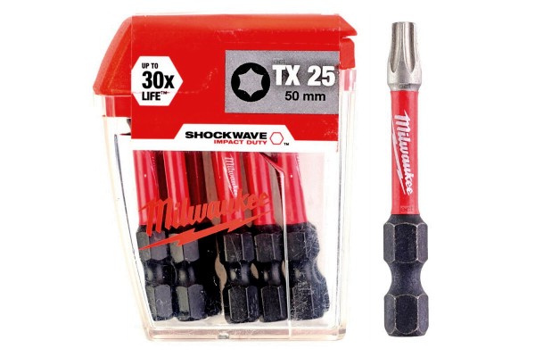 Біта SHOCKWAVE MILWAUKEE, TX25, 50мм, (10шт)