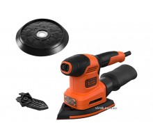 Шліфмашина 4-режимна Black+Decker 200 Вт 13000 об/хв зі змінними платформами і пилозбірником