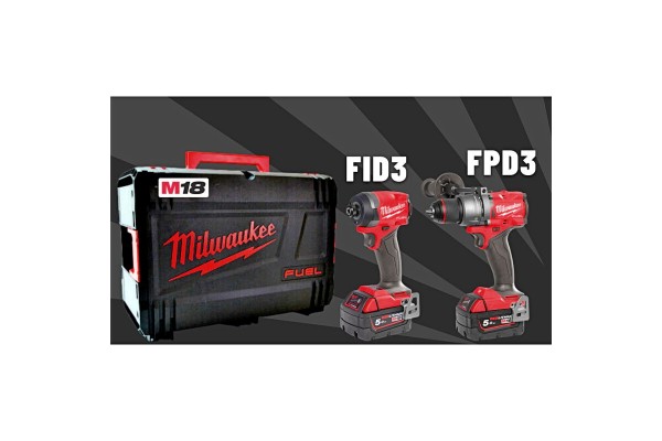 Набір з двох інструментів безщіткових Milwaukee M18FPP2A3-502X, 4933480873 (+2 акумулятори, зарядний