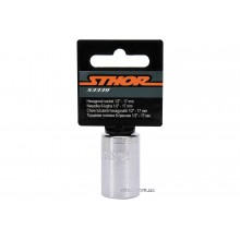 Головка торцева шестигранна STHOR 1/2" М17 з вуглецевої сталі [Блістер]