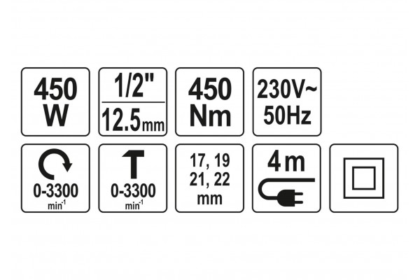 Гайковерт ударний мережевий YATO 1/2" 450 Вт 450 Нм 3300 об/хв + 4 головки і кейс Гайковерт ударний мережевий YATO 1/2" 450 Вт 450 Нм 3300 об/хв + 4 головки і кейс